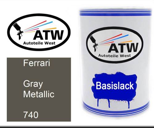 Ferrari, Gray Metallic, 740: 500ml Lackdose, von ATW Autoteile West.